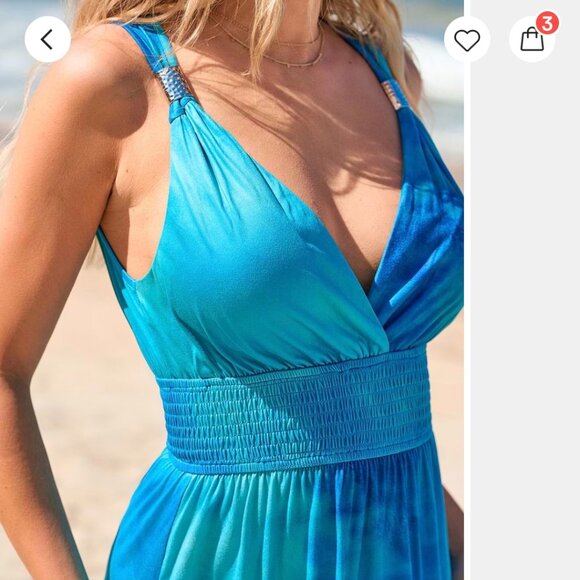 Celestial Tide Blue Smocked Maxi Dress - Picture 2 of 5